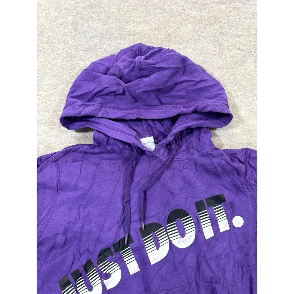 Nike Hoodie Womens Small Purple Just Do It Graphic Ribbed Trim Kangaroo Pocket